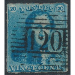 BELGIUM - 1849 20c blue King Leopold I, used – Michel # 2a