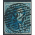 BELGIUM - 1849 20c blue King Leopold I, used – Michel # 2a BELGIUM - 1849 20c blue King Leopold I, used – Michel # 2a