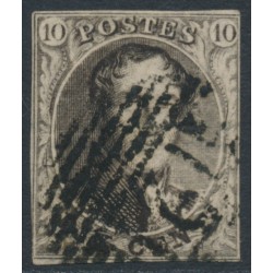 BELGIUM - 1850 10c brown King in medallion, boxed watermark, used – Michel # 3A