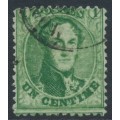 BELGIUM - 1863 1c green King Leopold I, perf. 12½:13½, used – Michel # 10B BELGIUM - 1863 1c green King Leopold I, perf. 12½:13½, used – Michel # 10B