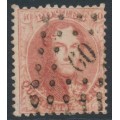BELGIUM - 1863 40c red King Leopold I, perf. 12½:13½, used – Michel # 13B BELGIUM - 1863 40c red King Leopold I, perf. 12½:13½, used – Michel # 13B