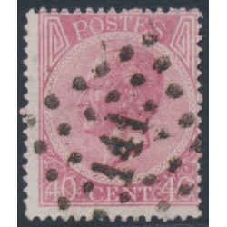 BELGIUM - 1866 40c rose King Leopold I, perf. 15:15, used – Michel # 17D