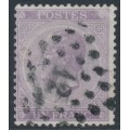 BELGIUM - 1865 1Fr violet King Leopold I, perf. 14:14, used – Michel # 18C
