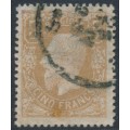 BELGIUM - 1878 5Fr yellow-brown King Leopold II, used – Michel # 34Aa