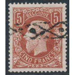 BELGIUM - 1878 5Fr red-brown King Leopold II, used – Michel # 34Ab
