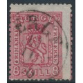 NORWAY - 1866 8Sk carmine Coat of Arms, misplaced perforations, used – Facit # 15a NORWAY - 1866 8Sk carmine Coat of Arms, misplaced perforations, used – Facit # 15a