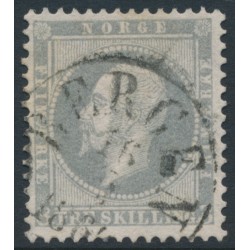 NORWAY - 1857 3Sk lilac-grey King Oscar I, used – Facit # 3a