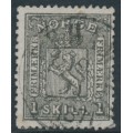 NORWAY - 1868 1Sk black Coat of Arms, used – Facit # 11a NORWAY - 1868 1Sk black Coat of Arms, used – Facit # 11a