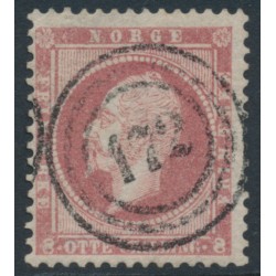 NORWAY - 1856 8Sk brown-carmine King Oscar I, used – Facit # 5a