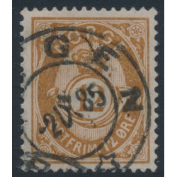 NORWAY - 1883 12øre deep brown Posthorn (unshaded, picture height = 21mm), used – Facit # 42b
