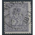 NORWAY - 1868 3Sk grey-violet Coat of Arms, used – Facit # 13a NORWAY - 1868 3Sk grey-violet Coat of Arms, used – Facit # 13a