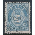 NORWAY - 1883 20øre dull blue Posthorn (unshaded, picture height = 21mm), used – Facit # 44Ba NORWAY - 1883 20øre dull blue Posthorn (unshaded, picture height = 21mm), used – Facit # 44Ba