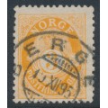 NORWAY - 1895 3øre orange-yellow Posthorn, perf. 13½:12½, used – Facit # 60 NORWAY - 1895 3øre orange-yellow Posthorn, perf. 13½:12½, used – Facit # 60