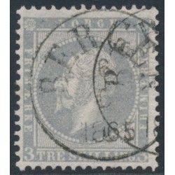 NORWAY - 1857 3Sk lilac-grey King Oscar I, used – Facit # 3a