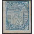 NORWAY - 1855 4 Skilling blue Lion, variety 'split lower frame' (C5), used – Facit # 1v3 NORWAY - 1855 4 Skilling blue Lion, variety 'split lower frame' (C5), used – Facit # 1v3