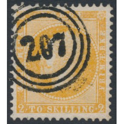 NORWAY - 1857 2Sk orange King Oscar I, used – Facit # 2a