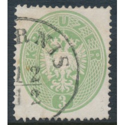 AUSTRIA - 1863 3Kr yellow-green Double-Headed Eagle, perf. 14, used – Michel # 25a