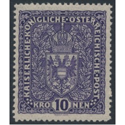 AUSTRIA - 1916 10Kr deep grey-violet Coat of Arms, plain paper, MNH – Michel # 203Ia