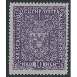 AUSTRIA - 1916 10Kr deep grey-violet Coat of Arms, plain paper, MNH – Michel # 203Ia