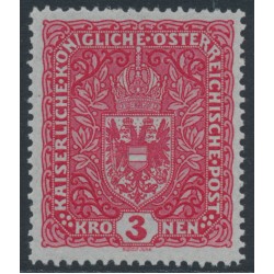 AUSTRIA - 1917 3Kr red Coat of Arms, plain paper, MH – Michel # 205Ix