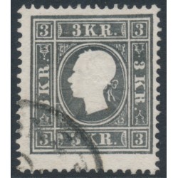 AUSTRIA - 1858 3Kr black Emperor Franz Joseph (type Ic), used – Michel # 11Ic