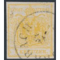 AUSTRIA - 1854 1Kr gold-yellow Coat of Arms, type I, used – Michel # 1Yc