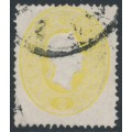 AUSTRIA - 1860 2Kr yellow Emperor Franz Joseph, perf. 14, used – Michel # 18a