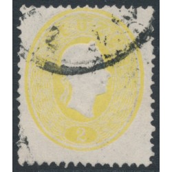 AUSTRIA - 1860 2Kr yellow Emperor Franz Joseph, perf. 14, used – Michel # 18a