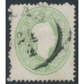 AUSTRIA - 1860 3Kr green Emperor Franz Joseph, perf. 14, used – Michel # 19a