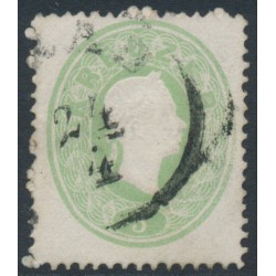 AUSTRIA - 1860 3Kr green Emperor Franz Joseph, perf. 14, used – Michel # 19a