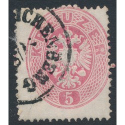 AUSTRIA - 1863 5Kr rose Double-Headed Eagle, perf. 14, used – Michel # 26a