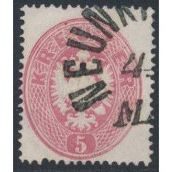 AUSTRIA - 1863 5Kr rose Double-Headed Eagle, perf. 14, used – Michel # 26a