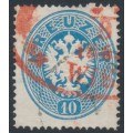 AUSTRIA - 1863 10Kr pale blue Double-Headed Eagle, perf. 14, used – Michel # 27a