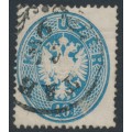 AUSTRIA - 1863 10Kr pale blue Double-Headed Eagle, perf. 14, used – Michel # 27a