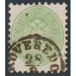 AUSTRIA - 1863 3Kr pale green Double-Headed Eagle, perf. 9½, used – Michel # 31a