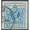 AUSTRIA - 1854 45c blue Arms, Lombardy-Venice, used – Michel # 5Y