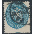 AUSTRIA - 1863 10So blue Arms, perf. 14, Lombardy-Venice, used – Michel # 17