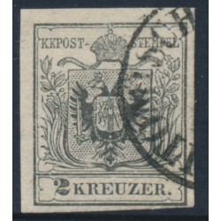 AUSTRIA - 1854 2Kr grey-black Coat of Arms, type IIIb, used – Michel # 2Yb