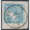 AUSTRIA - 1851 0.6Kr pale blue Mercury newspaper stamp, type I, used – Michel # 6Iy