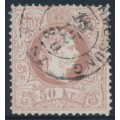 AUSTRIA - 1867 50Kr reddish brown Emperor, coarse print, used – Michel # 41Ib