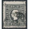 AUSTRIA - 1858 3So black Emperor, type I, Lombardy-Venice, used – Michel # 7Ia