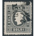 AUSTRIA - 1858 3So black Emperor, perf. 15:16, Lombardy-Venice, used – Michel # 7ID