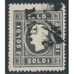 AUSTRIA - 1858 3So black Emperor, perf. 15:16, Lombardy-Venice, used – Michel # 7ID