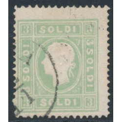 AUSTRIA - 1862 3So green Emperor, Lombardy-Venice, used – Michel # 8IIa