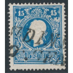 AUSTRIA - 1859 15So blue Emperor, type II, Lombardy-Venice, used – Michel # 11II