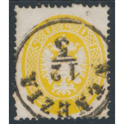AUSTRIA - 1863 2So yellow Arms, perf. 14, Lombardy-Venice, used – Michel # 14