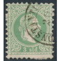 AUSTRIA / LEVANT - 1867 3So green Emperor, coarse print, used – Michel # 2I