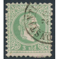 AUSTRIA / LEVANT - 1867 3So green Emperor, coarse print, used – Michel # 2I AUSTRIA / LEVANT - 1867 3So green Emperor, coarse print, used – Michel # 2I
