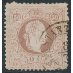 AUSTRIA / LEVANT - 1867 50So reddish brown Emperor, coarse print, used – Michel # 7ICb