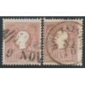 AUSTRIA - 1858 10Kr brown Emperor, types I & II, used – Michel # 14I+14II